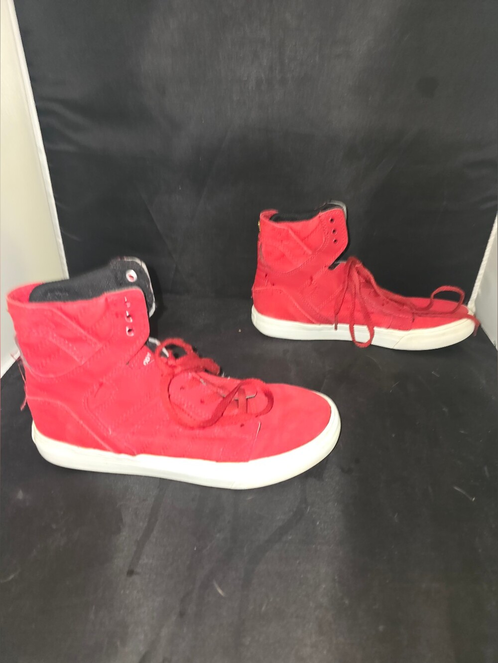 Supra FTWR CO Old School Retro High Top Sneakers Red Canvas Size US 4.5 UK 3.5